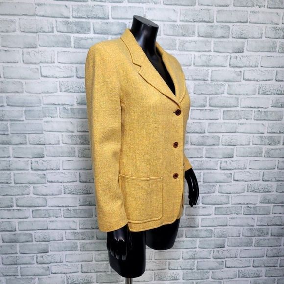 Vintage 90s Pendleton Womens S Yellow Wool Blazer Jacket 3 Button USA - Picture 4 of 10